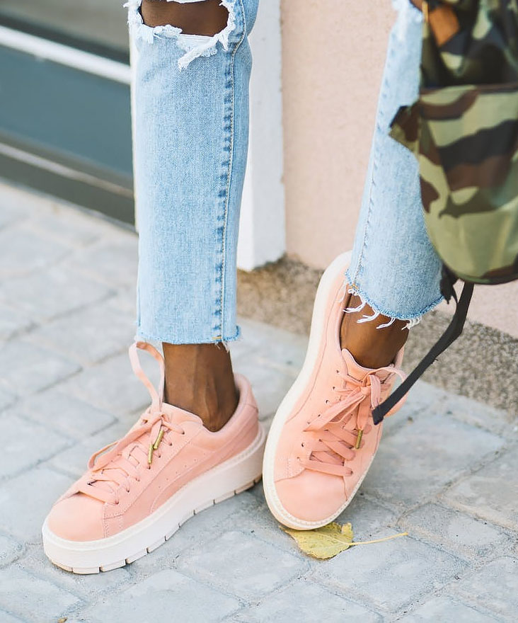 Pink Sneakers with White Soles