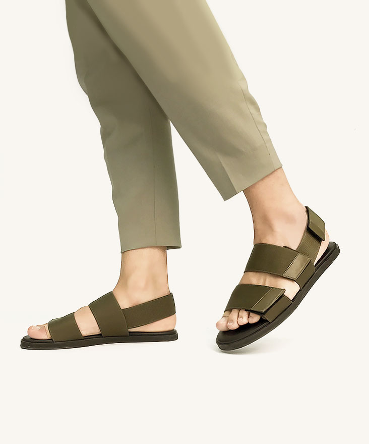 Green Flat Slingback Sandals